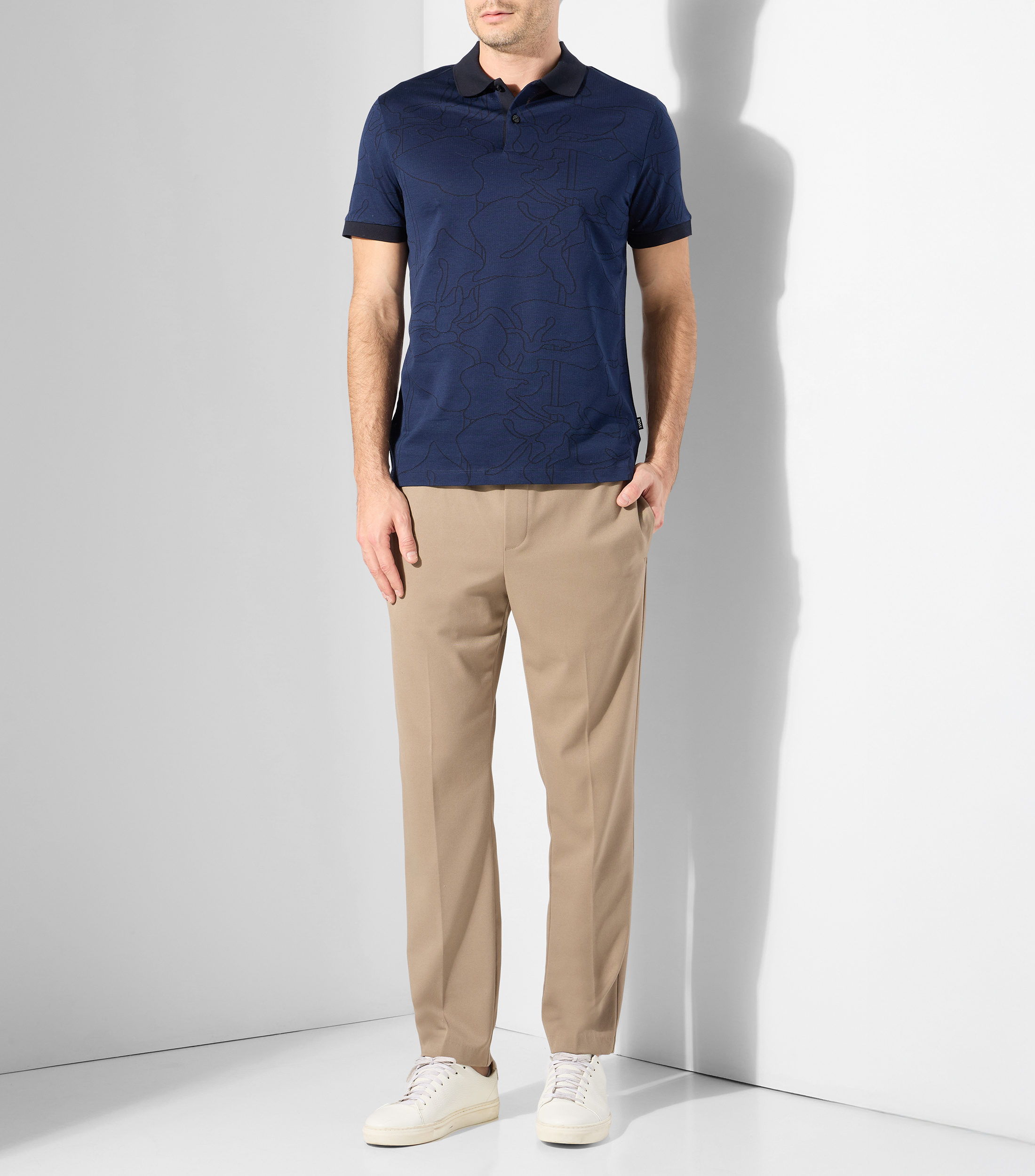 Polo de algodón con motivo en jacquard Hombre